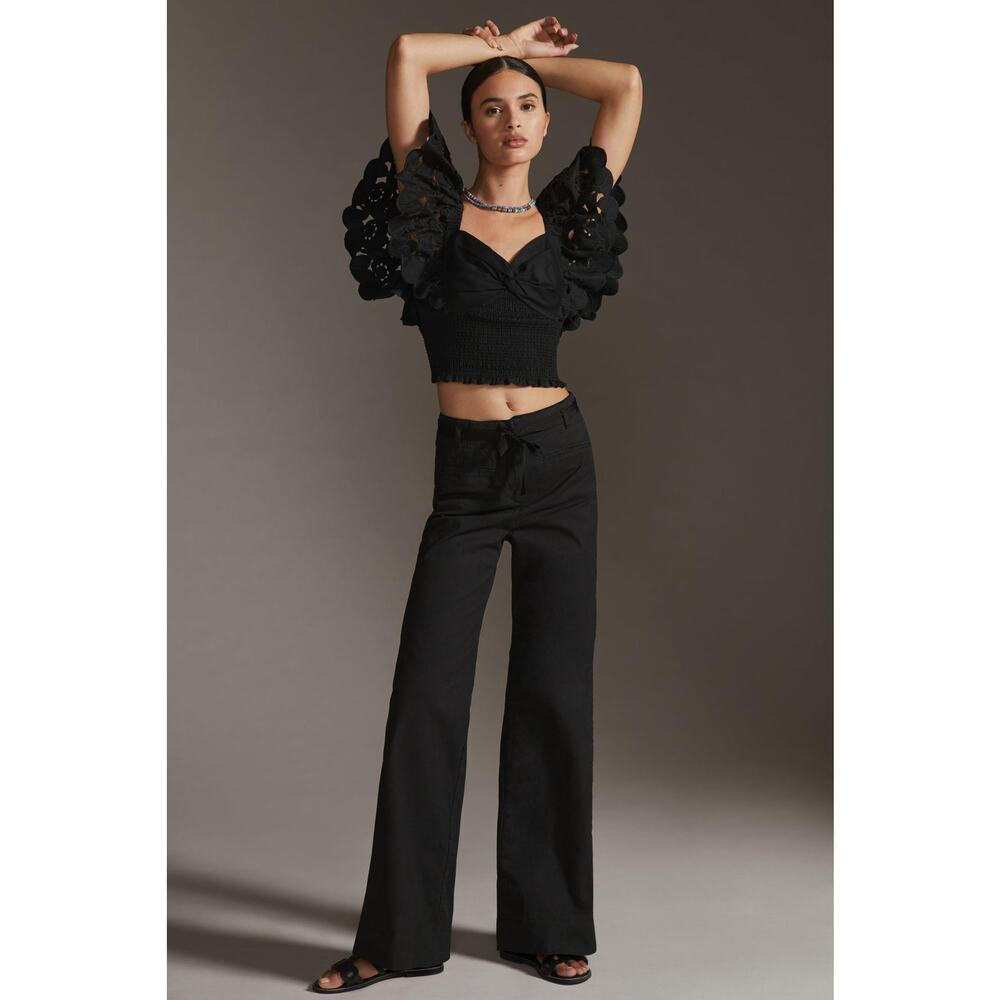NWT Anthropologie Maeve '70s Flare Pants Black US 12